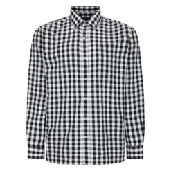 Bigdude Checked Poplin Long Sleeve Shirt Black/White
