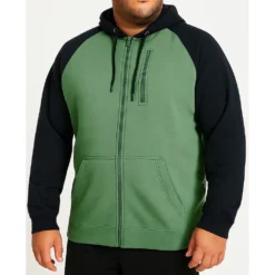 Bigdude Contrast Raglan Full Zip Hoody Deep Green -Big Dude Clothing Shop a6add76e life2 us23h08 48 deepgreen