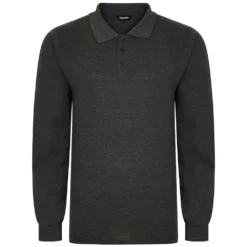 Bigdude Twin Pack Long Sleeve Polos Black/Charcoal -Big Dude Clothing Shop a7175a13 a7f67d99 bd21poj 07 grey 1 1