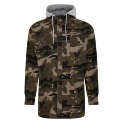 Bigdude Camo Overshirt With Hood Khaki