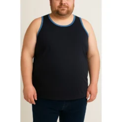 Bigdude Vest With Contrast Piping Navy/Bright Blue -Big Dude Clothing Shop a794355c 26ec77b0 life1 bd25v03 02 navy modelresize