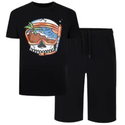 Bigdude Scuba Skull Print Pyjama Set Black