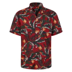 Bigdude Tropical Trees Viscose Relaxed Collar Shirt Pepper Red