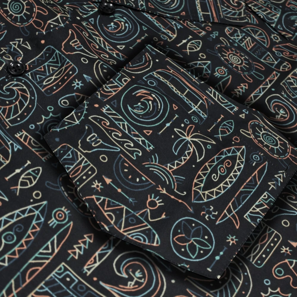 Bigdude Relaxed Collar Ethnic Short Sleeve Shirt Multi 5 Bigdude Relaxed Collar Ethnic Short Sleeve Shirt Multi - Image 5