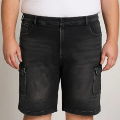 Bigdude Cargo Denim Shorts Black -Big Dude Clothing Shop aca48b40 life1 us21sh07 03 black