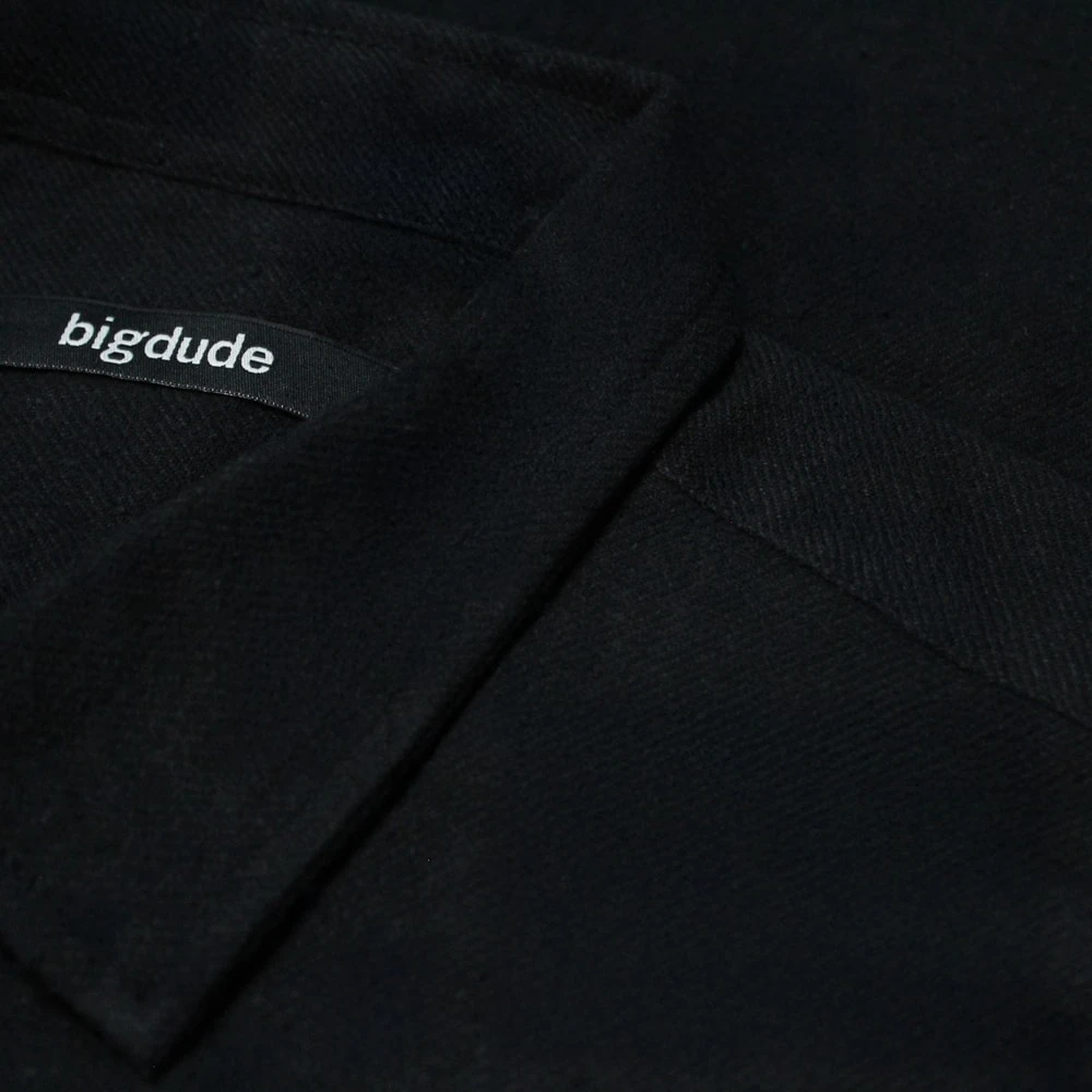 Bigdude Plain Flannel Long Sleeve Shirt Black 4 Bigdude Plain Flannel Long Sleeve Shirt Black - Image 4