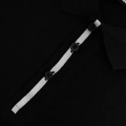 Bigdude Contrast Stripe Placket With Tipped Cuff Polo Shirt Black -Big Dude Clothing Shop ada1e4c2 img 8453