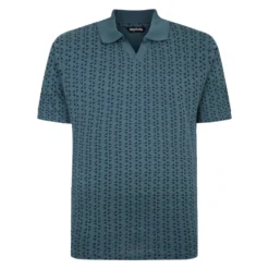 Bigdude Geometric Print Polo Shirt Petrol