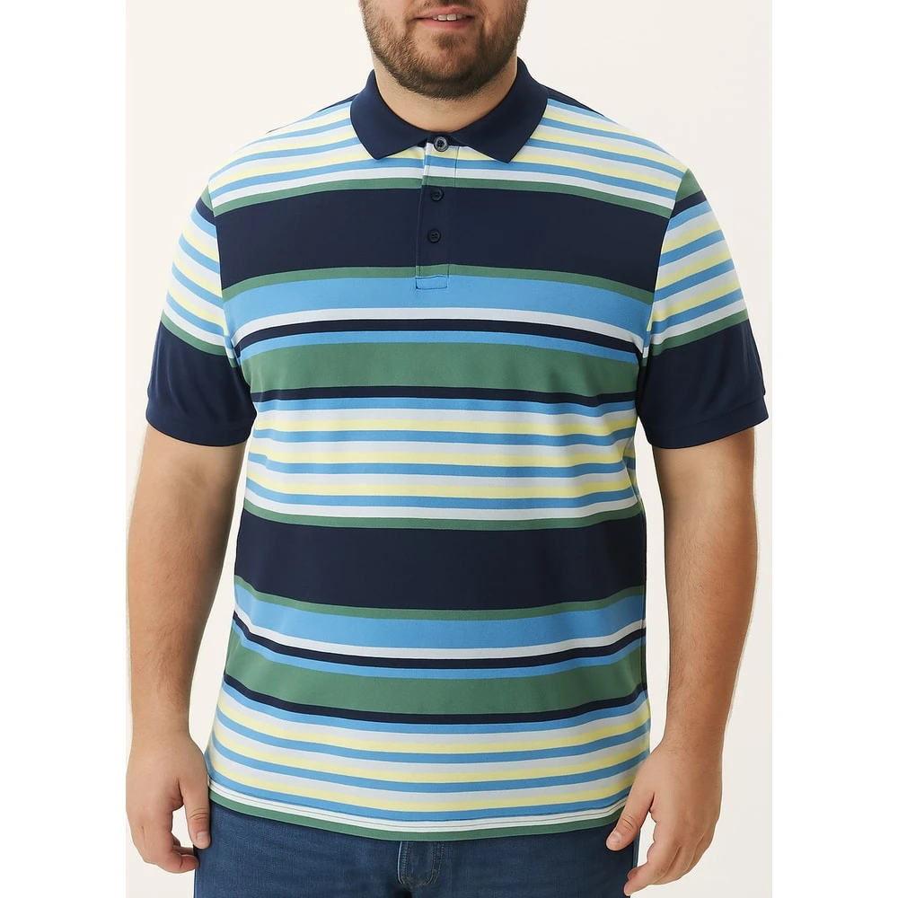 Bigdude Summer Stripe Polo Navy 6 Bigdude Summer Stripe Polo Navy - Image 6