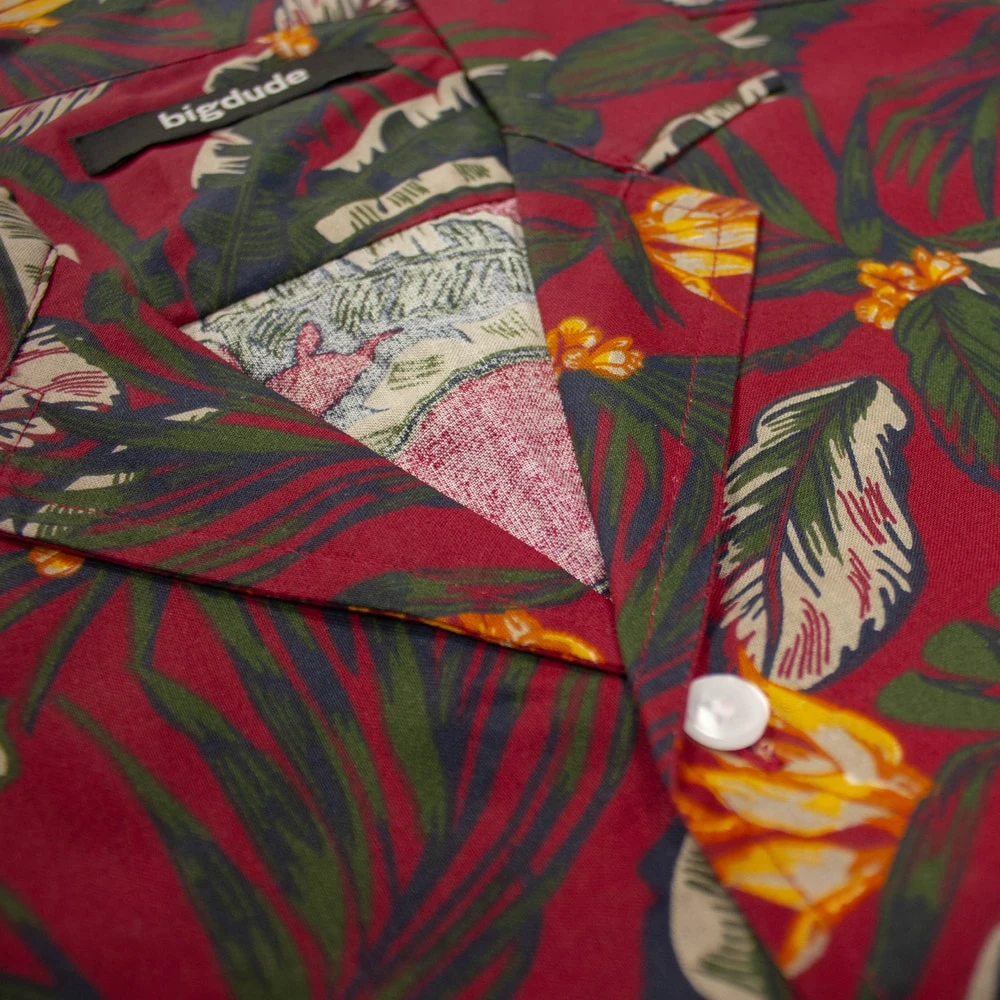 Bigdude Tropical Trees Viscose Relaxed Collar Shirt Pepper Red 4 Bigdude Tropical Trees Viscose Relaxed Collar Shirt Pepper Red - Image 4