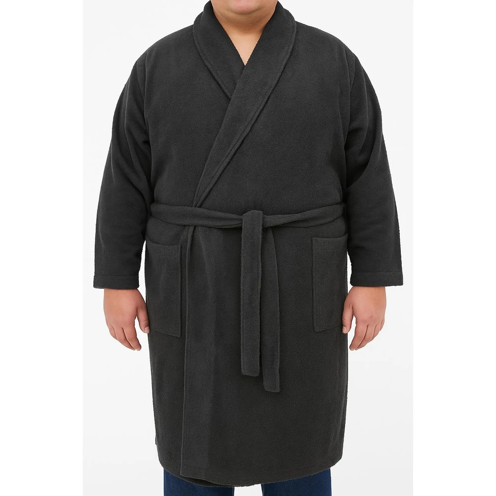 Bigdude Terry Towelling Dressing Gown Charcoal 3 Bigdude Terry Towelling Dressing Gown Charcoal - Image 3