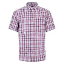 Bigdude Cutaway Collar Checked Shirt Pink/White