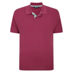 Bigdude Contrast Placket Polo Shirt Mauve