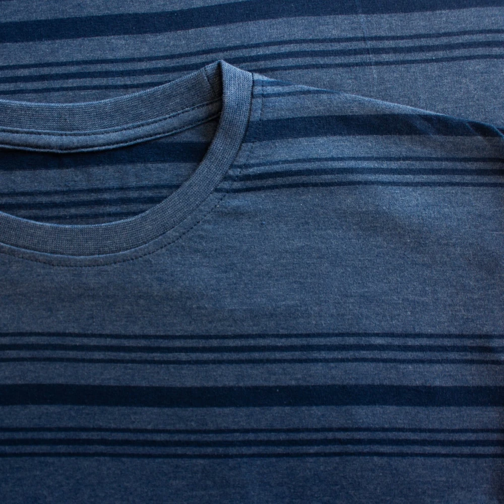 Bigdude Pure Cotton Striped T-Shirt Dark Denim 3 Bigdude Pure Cotton Striped T-Shirt Dark Denim - Image 3