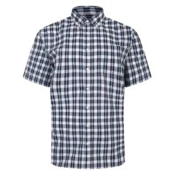 Bigdude Button Down Collar Checked Shirt Navy/Light Blue