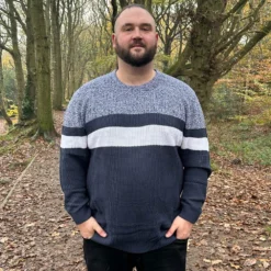 Bigdude Colour Block Knitted Jumper Navy -Big Dude Clothing Shop b6dc19b1 94dc83df bd24jmp03 022032020model