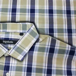 Bigdude Short Sleeve Check Shirt Cream -Big Dude Clothing Shop b7e6ff99 b1b5ba20 1