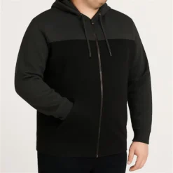 Bigdude Color Block Zipped Hoody Black/Charcoal -Big Dude Clothing Shop b8101ed3 life1 us24h09 01 black