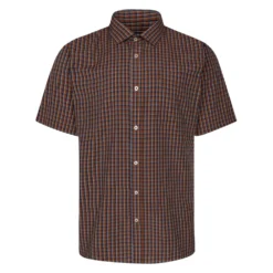 Bigdude Short Sleeve Check Shirt Brown