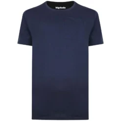 Bigdude Plain Crew Neck T-Shirt With Pocket Navy