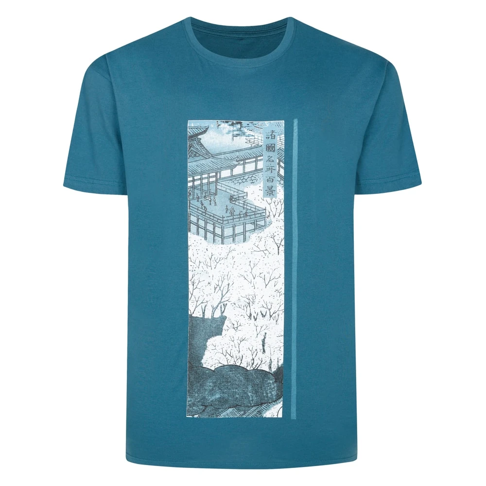 Bigdude Japanese Graphic Print T-Shirt Petrol 1 Bigdude Japanese Graphic Print T-Shirt Petrol