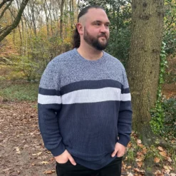 Bigdude Colour Block Knitted Jumper Navy -Big Dude Clothing Shop bc682f21 0e76a222 bd24jmp03 022042020model