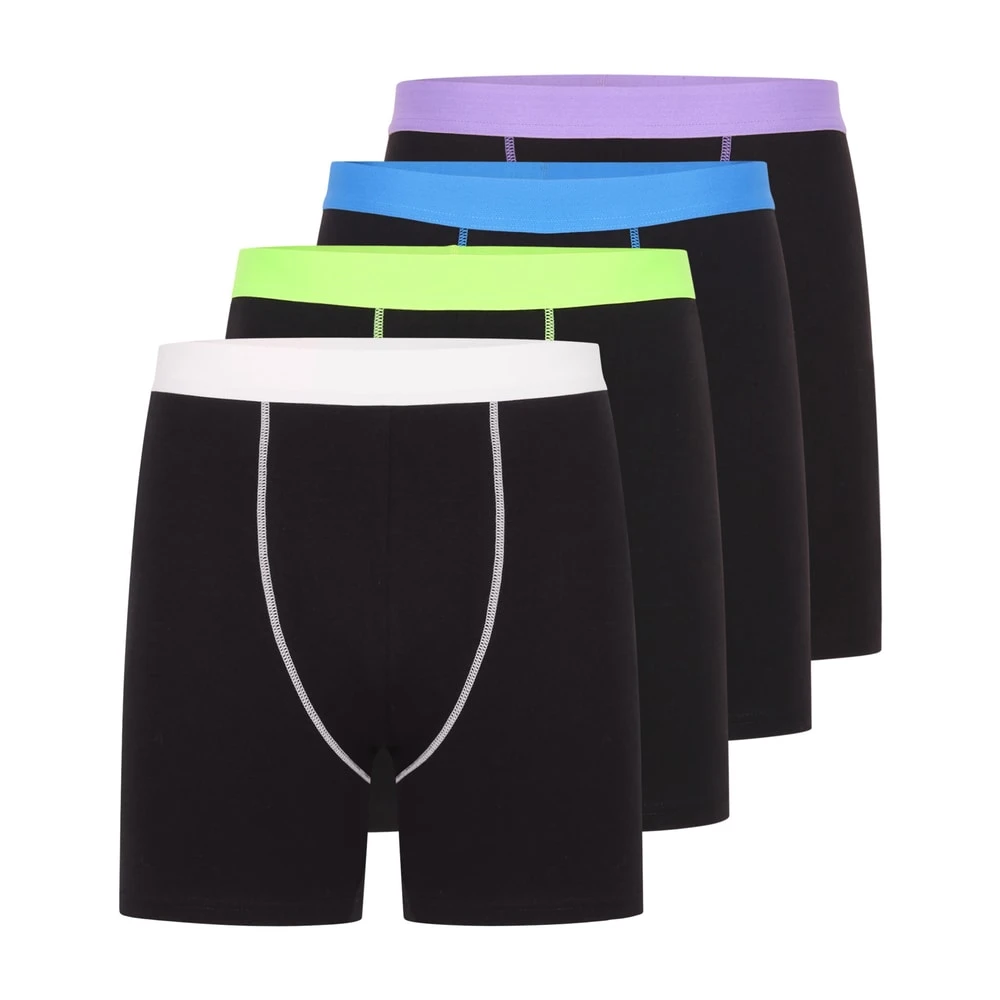 Bigdude 4 Pack Contrast Boxer Shorts Black 1 Bigdude 4 Pack Contrast Boxer Shorts Black