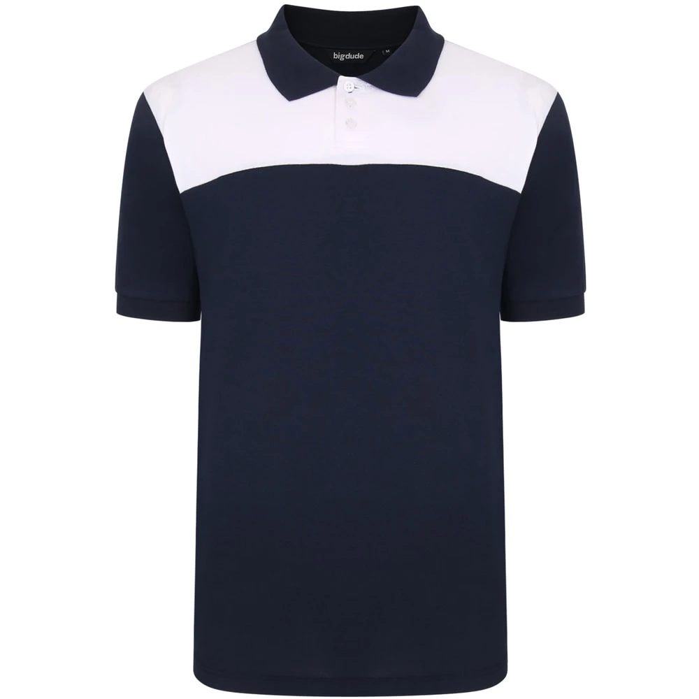 Bigdude Colour Block Polo Shirt Navy 1 Bigdude Colour Block Polo Shirt Navy