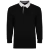 Bigdude Rugby Style Long Sleeve Polo Shirt Black