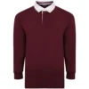 Bigdude Rugby Style Long Sleeve Polo Shirt Burgundy