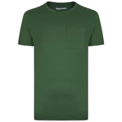 Bigdude Plain Crew Neck T-Shirt With Pocket Deep Green