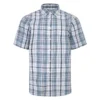 Bigdude Cutaway Collar Checked Shirt Light Blue/White