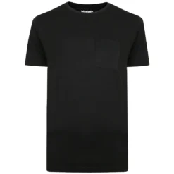 Bigdude Plain Crew Neck T-Shirt With Pocket Black