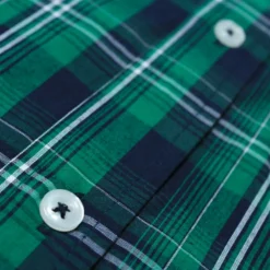 Bigdude Checked Poplin Short Sleeve Shirt Green/Navy -Big Dude Clothing Shop bef3613b closeup2 us24ss50 13 green