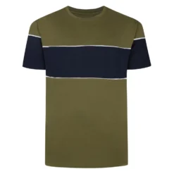 Bigdude Colour Block T-Shirt Khaki/Navy
