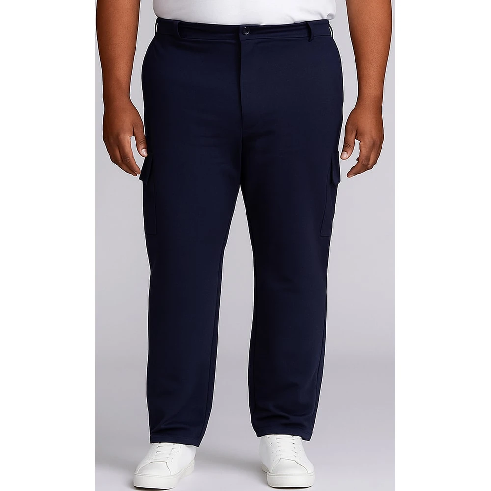 Bigdude Lightweight Elasticated Waist Cargo Trousers Navy 9 Bigdude Lightweight Elasticated Waist Cargo Trousers Navy - Image 9