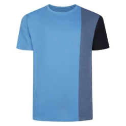 Bigdude Vertical Colour Block T-Shirt Light Blue