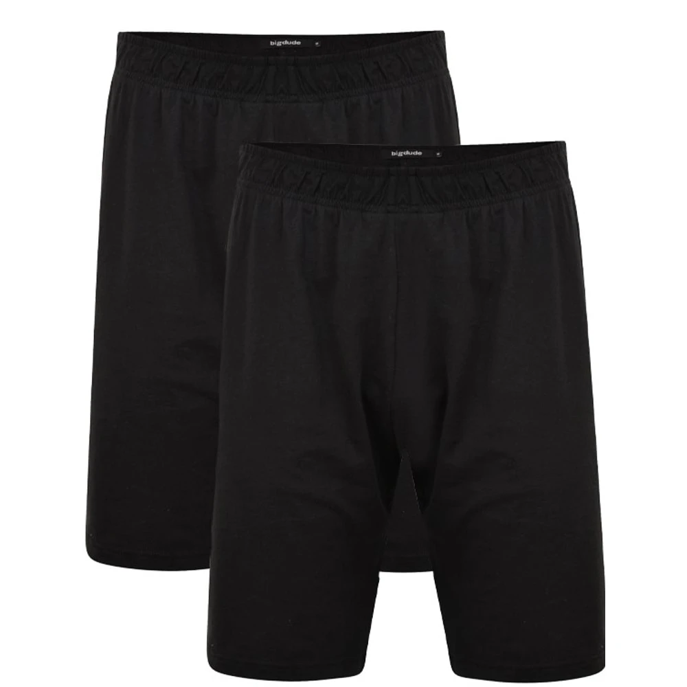Bigdude Twin Pack Classic Pyjama Shorts Black 1 Bigdude Twin Pack Classic Pyjama Shorts Black
