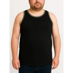 Bigdude Vest With Contrast Piping Black/Sage Green -Big Dude Clothing Shop c1025749 fc44492d life1 bd25v03 01 black