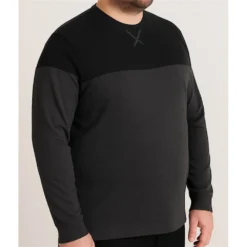 Bigdude Colour Block Jumper Black/Charcoal -Big Dude Clothing Shop c13b7e07 life2 us23jmp01 07 charcoal