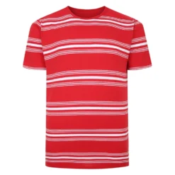 Bigdude Pure Cotton Striped T-Shirt Red
