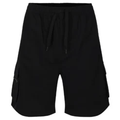 Bigdude Elasticated Waist Zip Pocket Cargo Shorts Black