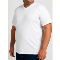 Bigdude Plain V-Neck T-Shirt White -Big Dude Clothing Shop c22acf9f life2 us21ts13 04 white