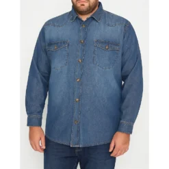 Bigdude Denim Shirt Mid Wash -Big Dude Clothing Shop c3205e20 life1 us24ls08 02 midwash