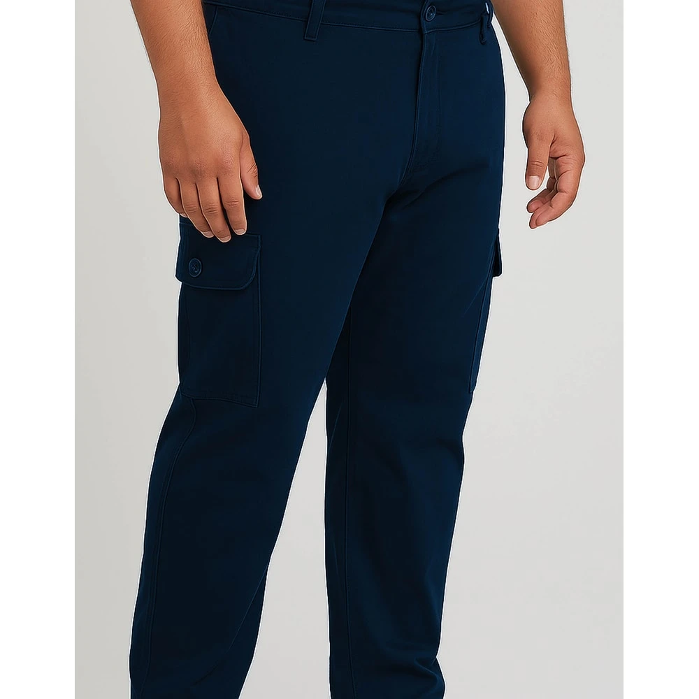Bigdude Elasticated Waist Cargo Trousers Navy 9 Bigdude Elasticated Waist Cargo Trousers Navy - Image 9