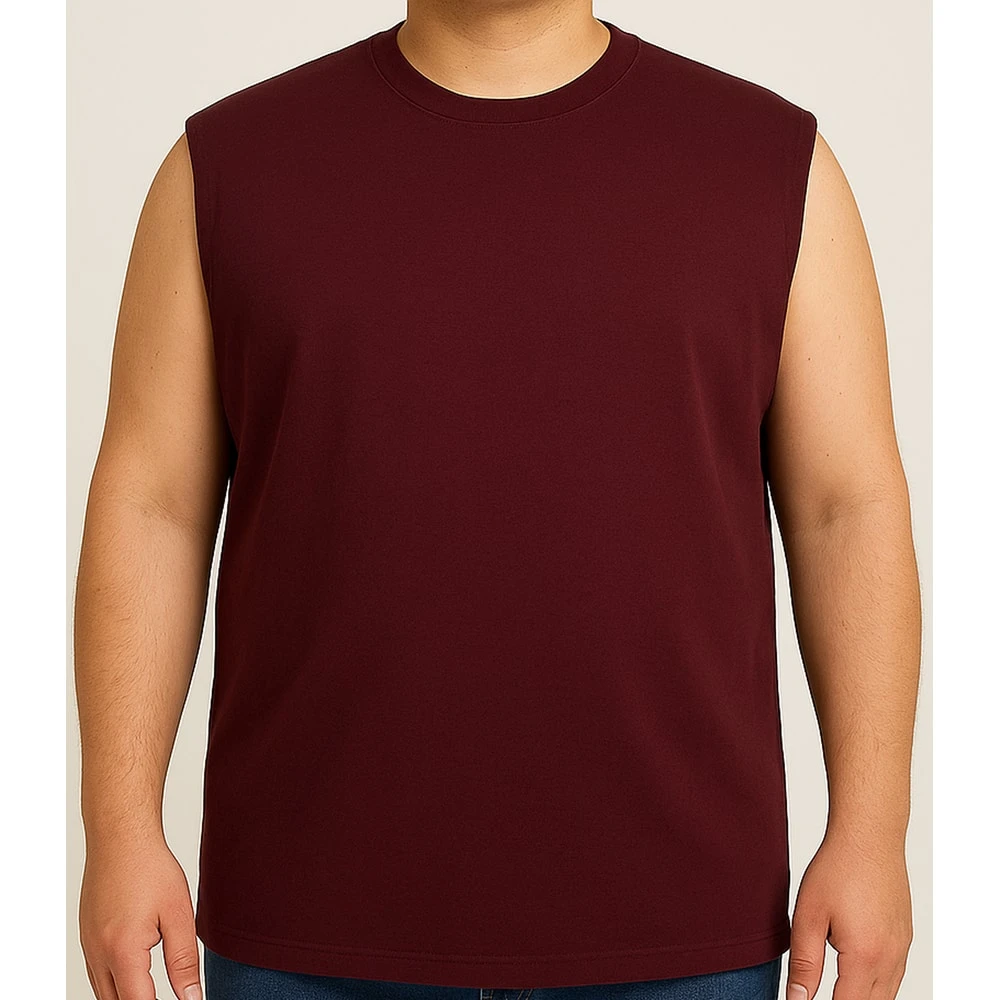 Bigdude Plain Sleeveless T-Shirt Burgundy 3 Bigdude Plain Sleeveless T-Shirt Burgundy - Image 3