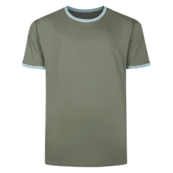 Bigdude Contrast Tipped T-Shirt Sage Green