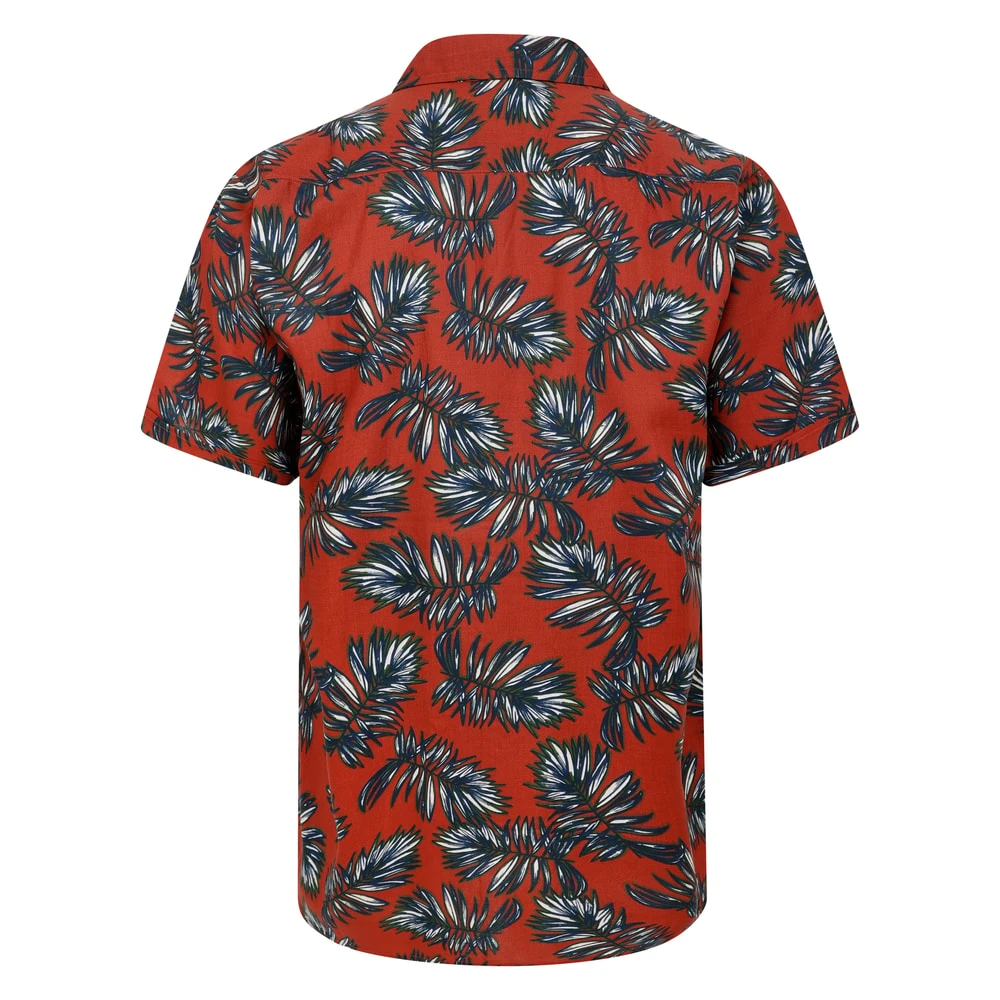 Bigdude Palm Leaves Viscose Relaxed Collar Shirt Pepper Red 2 Bigdude Palm Leaves Viscose Relaxed Collar Shirt Pepper Red - Image 2