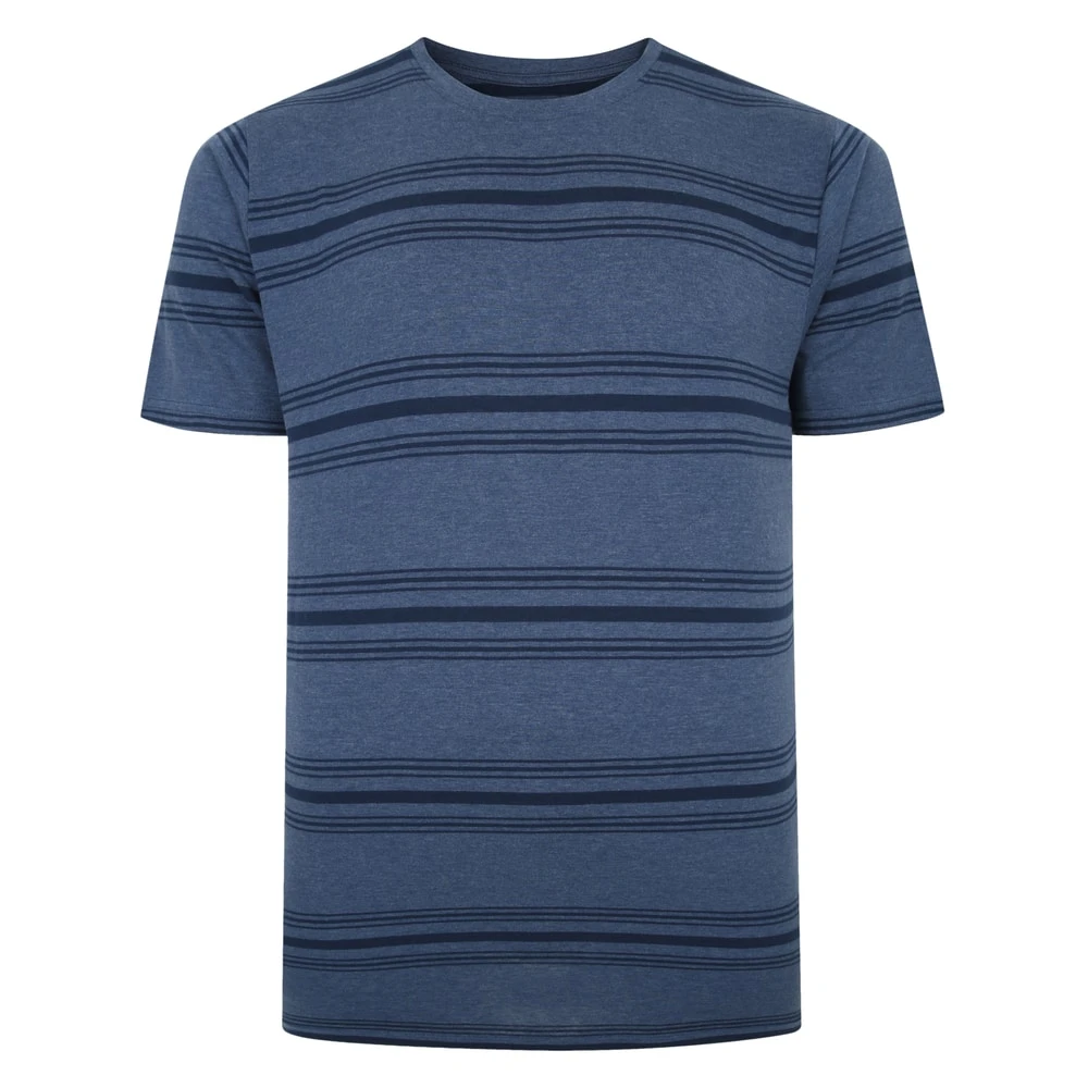 Bigdude Pure Cotton Striped T-Shirt Dark Denim 1 Bigdude Pure Cotton Striped T-Shirt Dark Denim