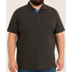 Bigdude Contrast Placket Polo Shirt Charcoal -Big Dude Clothing Shop c9e11a32 life1 us24p17 07 charcoal